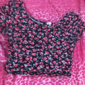 cropped flower shirt